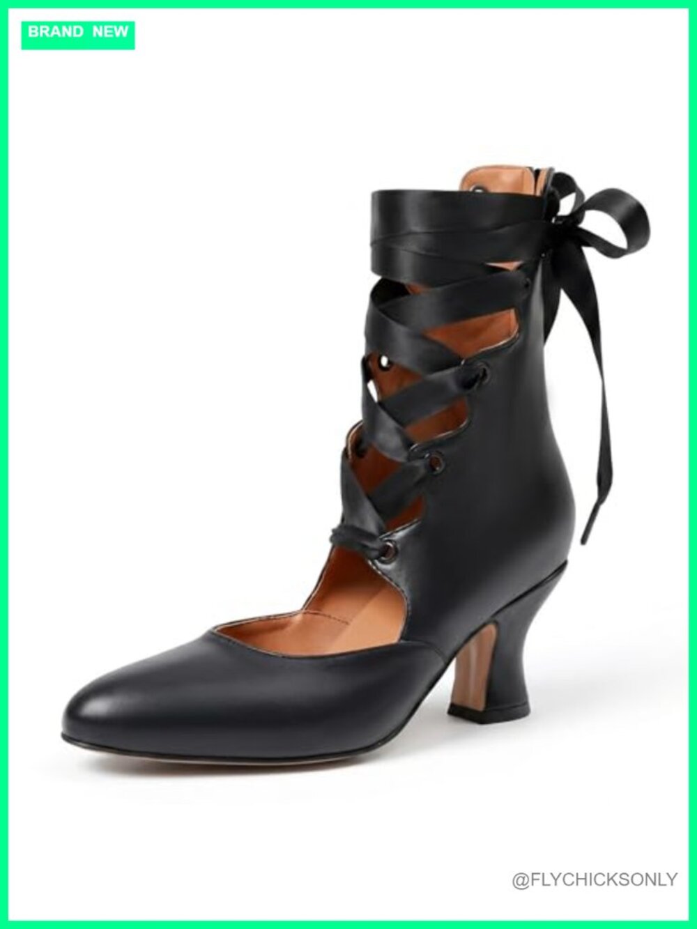 Mary Jane Kitten Heel Round Toe Ankle Strap Lace Up Pumps